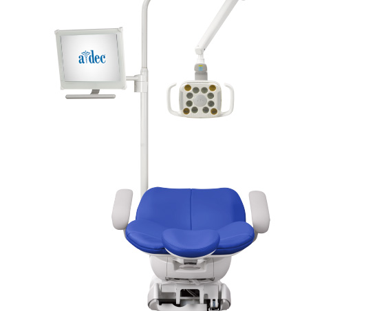 A-dec 300 dental chair with monitor mount and LED dental light
