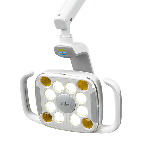 A-dec 500 LED dental light with light on