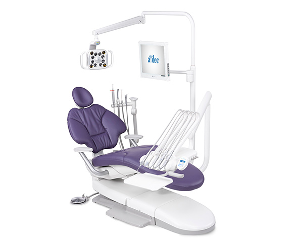 A-dec 400 radius operatory package with plum sewn upholstery
