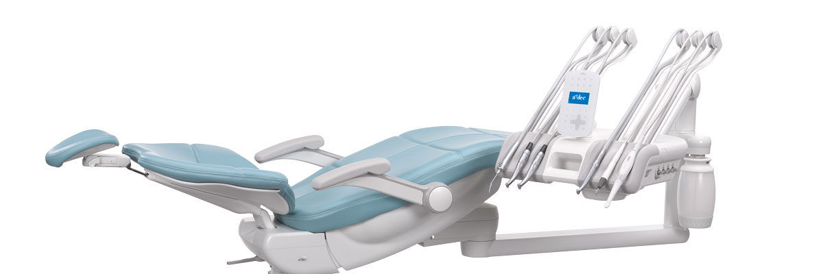 A-dec 500 dental chair in supine position