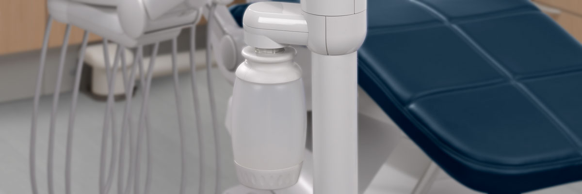 A-dec dental operatory with close up of water bottle