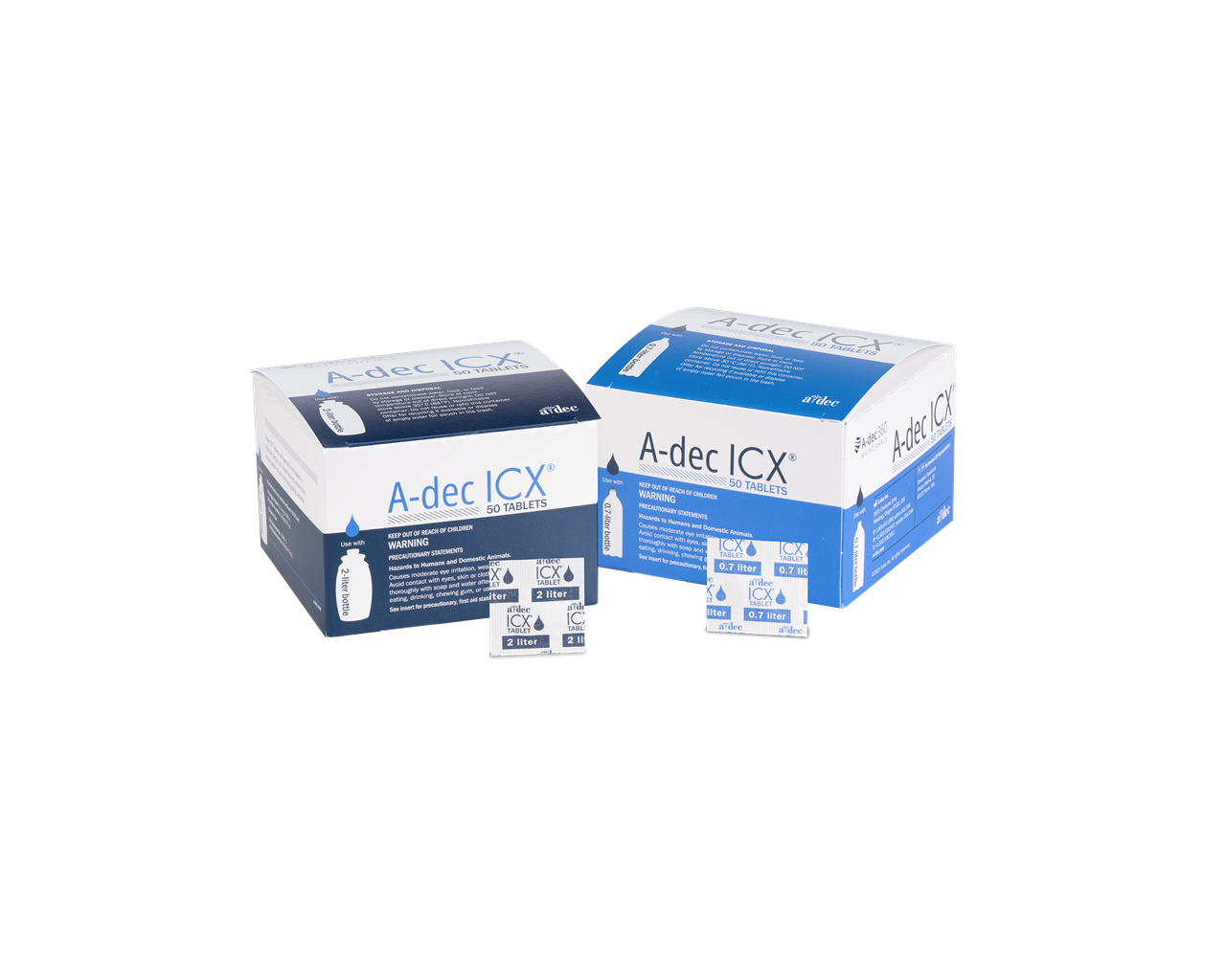 Two boxes of A-dec ICX waterline maintenance tablets